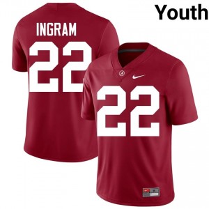 Crimson #22 Mark Ingram Youth Embroidery Jersey | Alabama Iconic College Football Edition 25790623