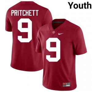 Crimson #9 Marshall Pritchett Youth Embroidery Jersey | Roll Tide Classic Player Football Edition 46333784