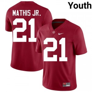 Crimson #21 Maurice Mathis Jr. Youth Embroidery Jersey | Bama Authentic Player Football Edition 95807155