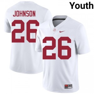 Mhari Johnson #26 White Youth Stitched Jersey | Classic Roll Tide Player Football Gear 13148903