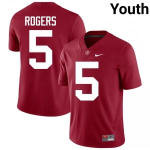 Crimson #5 Noah Rogers Youth Embroidery Jersey | Alabama Moisture Wicking High School Football Edition 61345801