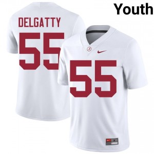 Racin Delgatty #55 White Youth Stitched Jersey | Official Roll Tide University Football Gear 66863935