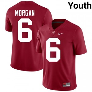 Crimson #6 Red Morgan Youth Embroidery Jersey | Alabama Durable University Football Edition 45440165
