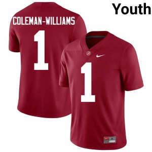 Crimson #1 Ryan Coleman-Williams Youth Embroidery Jersey | Roll Tide Official University Football Edition 16840981