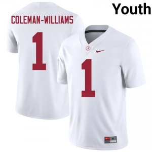 Ryan Coleman-Williams #1 White Youth Stitched Jersey | Gameday Alabama Crimson Tide College Football Gear 86366005