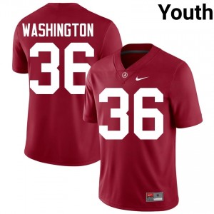 Crimson #36 TC Washington Youth Embroidery Jersey | Alabama Exclusive College Football Edition 90288691