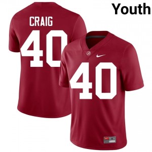 Crimson #40 Torin Craig Youth Embroidery Jersey | Crimson Tide Essential NCAA Football Edition 41511466