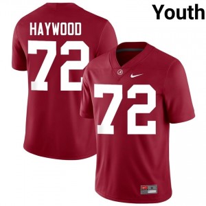 Crimson #72 Ty Haywood Youth Embroidery Jersey | Bama Iconic College Football Edition 77122100