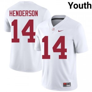 Tyler Henderson #14 White Youth Stitched Jersey | Gameday Crimson Tide College Football Gear 58592881