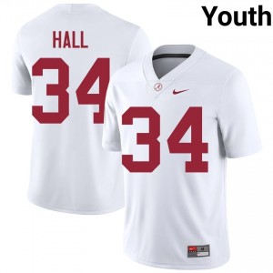 Zay Hall #34 White Youth Stitched Jersey | Authentic Bama Player Football Gear 65989408
